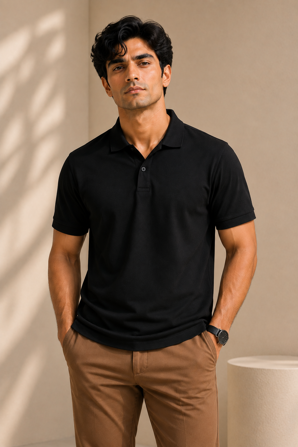 The Essential Black Cotton Polo T-Shirt