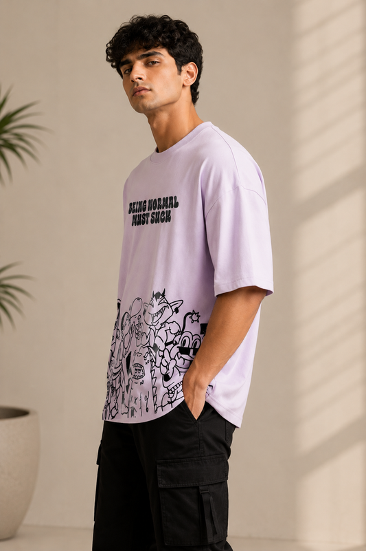 Being Normal Must Suck Lilac Oversized T-Shirt