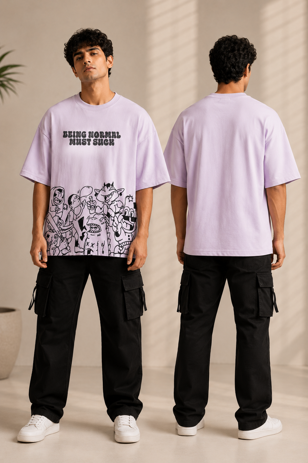 Being Normal Must Suck Lilac Oversized T-Shirt