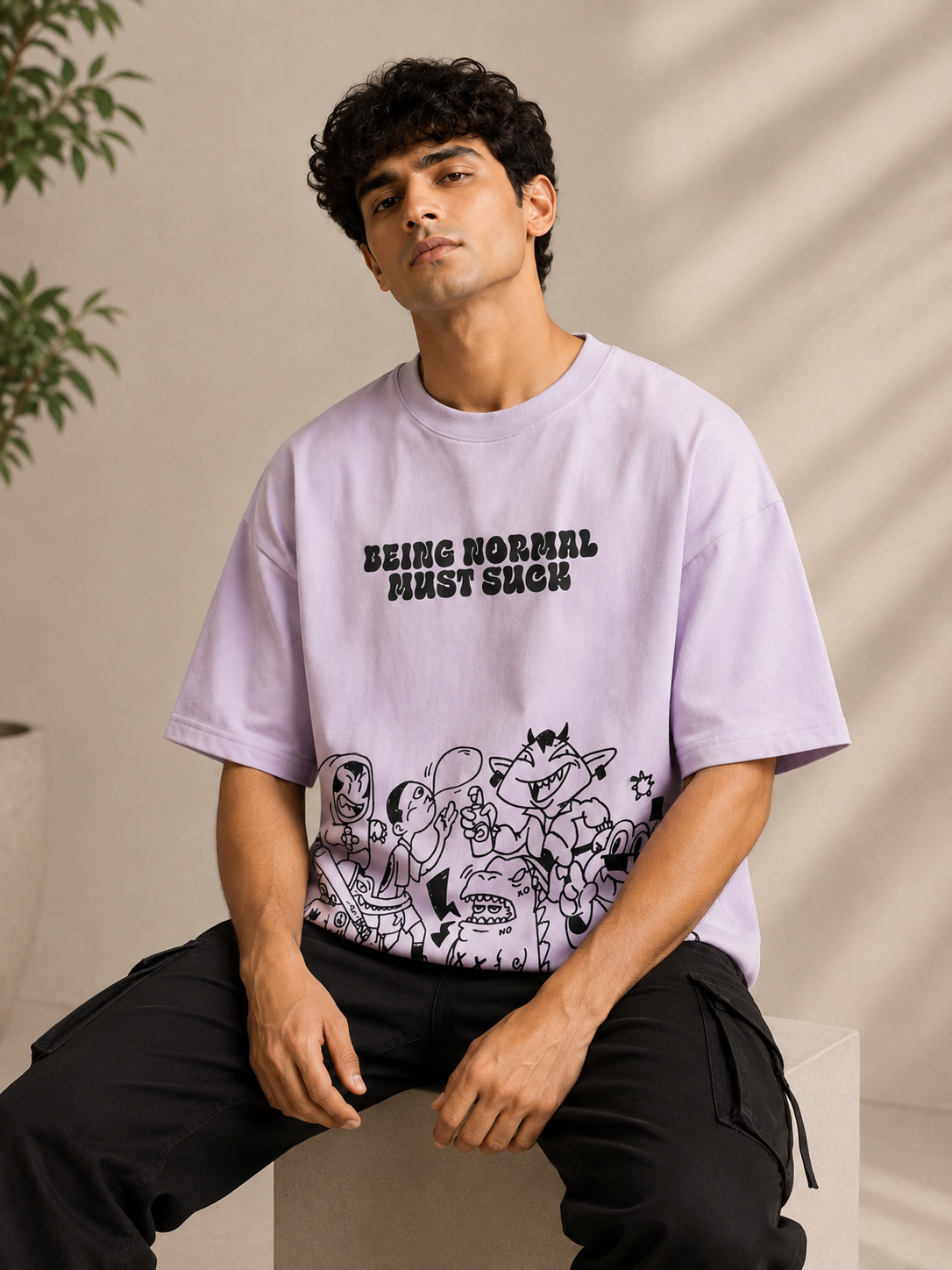 Being Normal Must Suck Lilac Oversized T-Shirt