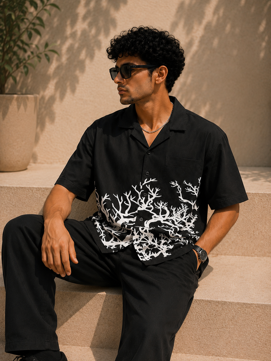 Midnight Coral Black Resort Shirt
