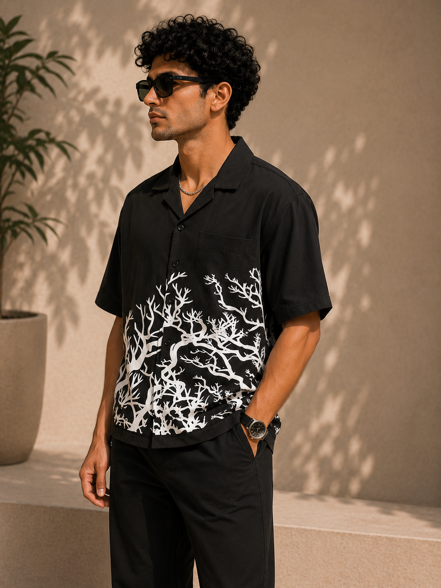 Midnight Coral Black Resort Shirt